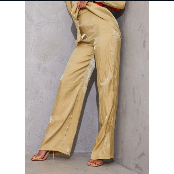 PrettyLittleThing Pants - Green High Waist Wide Leg Pants